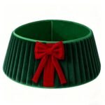 Plush Christmas Tree Collar with Bow – Foldable – Green