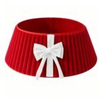 Plush Christmas Tree Collar with Bow – Foldable – Red