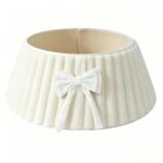 Plush Christmas Tree Collar with Bow – Foldable – White