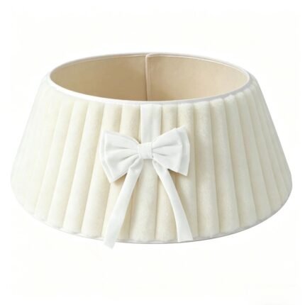Plush Christmas Tree Collar with Bow – Foldable – White