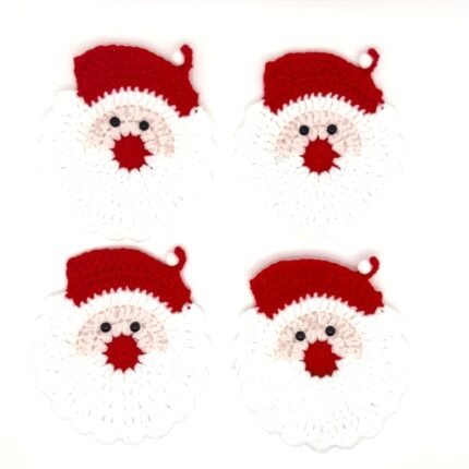 4 crochet Santa coasters