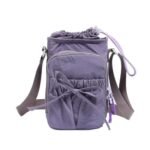Lightweight crossbody bag with drawstring and bow in purple