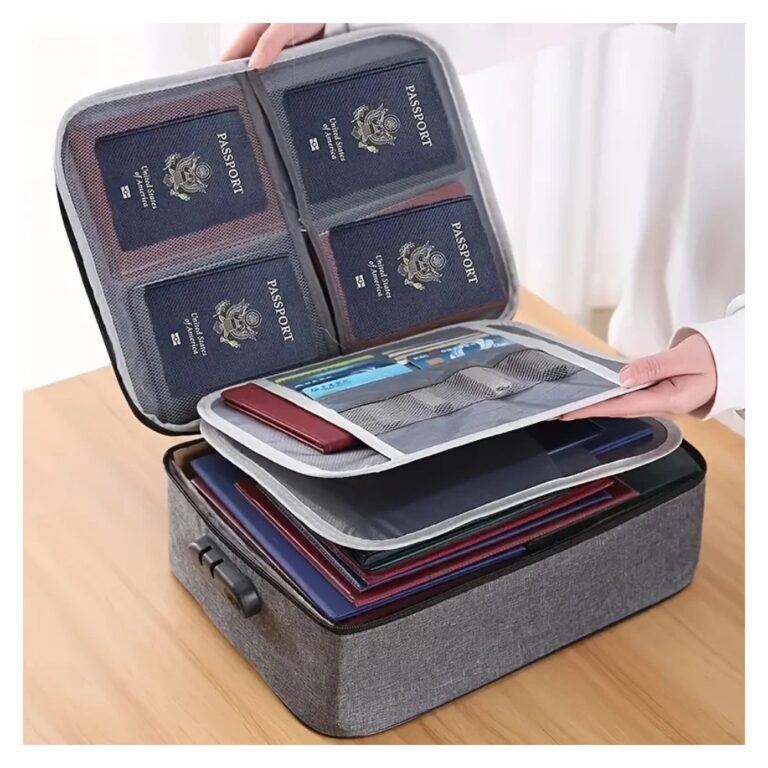 Open document bag with passports and documents