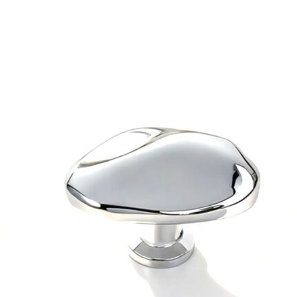 Organic Metal Furniture Knob – French Style, 7 Variants – Polished silver – 39 mm