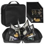 Travel Jewellery Organiser Case with 6 Clear Pocket Pages – Black