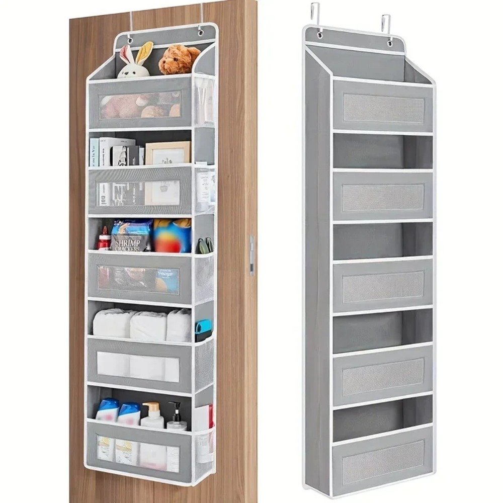Over-the-Door Hanging Organiser with 5 Large and 5 Mesh Pockets – Grey Over-the-Door Hanging Organiser with 5 Large and 5 Mesh Pockets – Grey