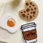 Punch Needle Coaster Kit with Fun Food Designs – 3-pack: egg, cookie, coffee