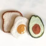 Punch Needle Coaster Kit with Fun Food Designs – 3-pack: toast, egg, avocado