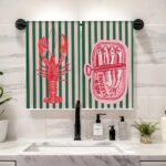 Retro tea towels hanging in the kitchen