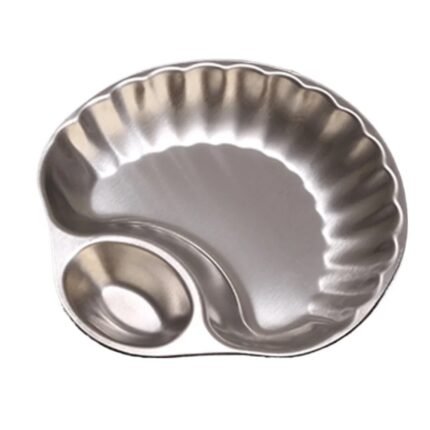 Shell-Shaped Stainless Steel Snack Plate – French Retro Style – Snack plate with dip well
