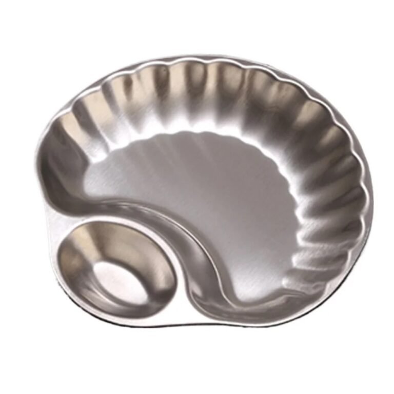 Shell-Shaped Stainless Steel Snack Plate – French Retro Style – Snack plate with dip well