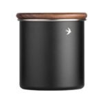Stainless Steel Storage Canister with Wooden Lid – 380 or 560 ml – Black 380 ml
