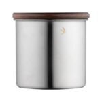 Stainless Steel Storage Canister with Wooden Lid – 380 or 560 ml – Silver 380 ml