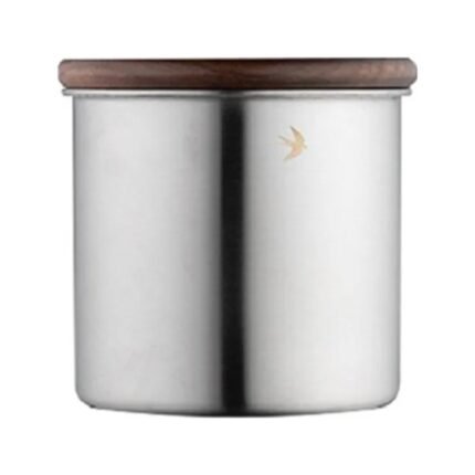 Stainless Steel Storage Canister with Wooden Lid – 380 or 560 ml – Silver 380 ml