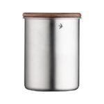 Stainless Steel Storage Canister with Wooden Lid – 380 or 560 ml – Silver 560 ml