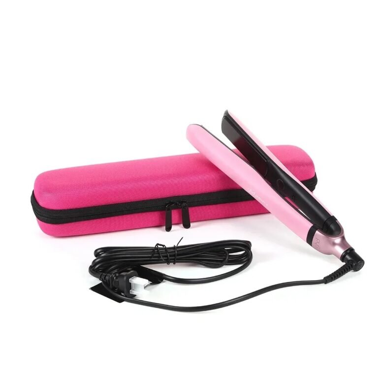 Pink case with hair straightener