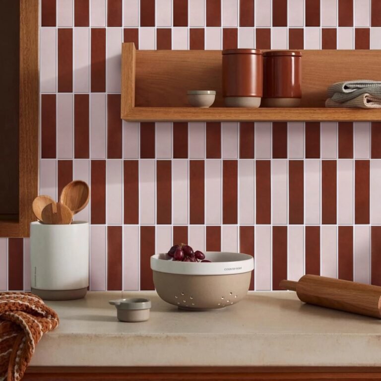 Self-adhesive wall panels as a kitchen splashback