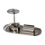 Stainless Steel Toothbrush Holder Set with Tray – 3 Pieces – Set B – with toothpaste squeezer