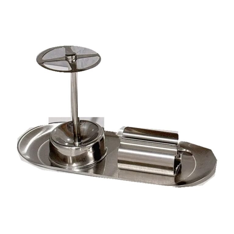Stainless Steel Toothbrush Holder Set with Tray – 3 Pieces – Set B – with toothpaste squeezer
