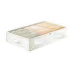 White foldable under-bed storage box with clear lid